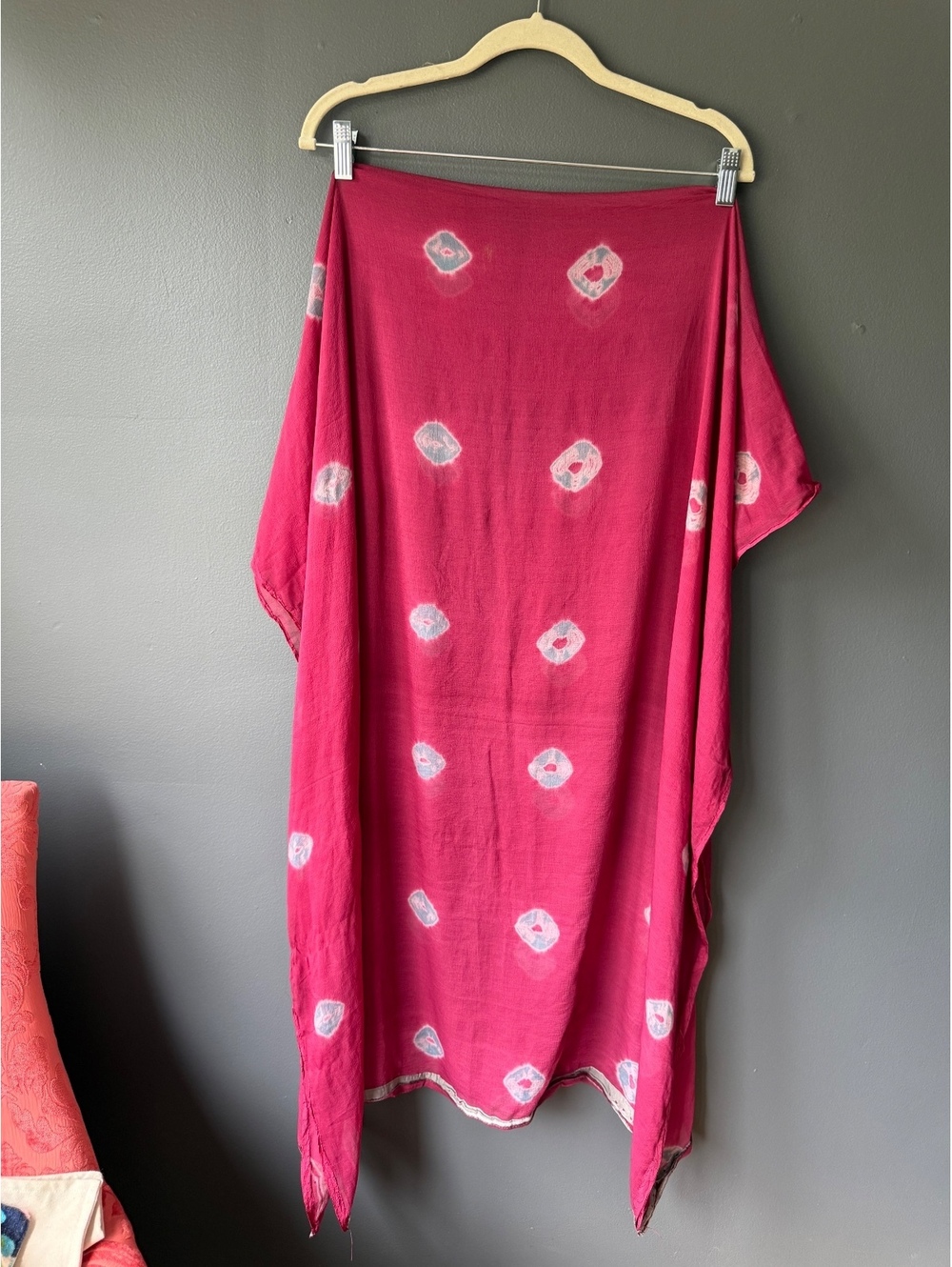 Bohemian Style Pink Tie-Dye Lightweight Shawl or Wrap